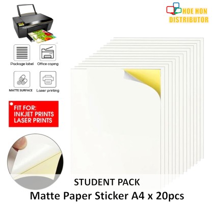 Inkjet / Laser Printing A4 Matte Sticker Paper 20pcs / Pack (100pcs ...