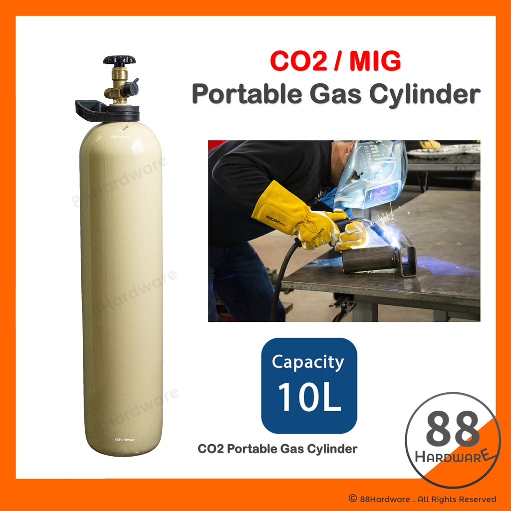 USED CO2 Gas Cylinder 10L Portable Carbon Dioxide Tank Tong Gas MIG Welding Besi Kecil Gas Welding C