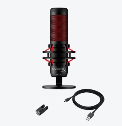 HyperX QuadCast - USB Microphone (Black-Red) - Red Lighting (HX