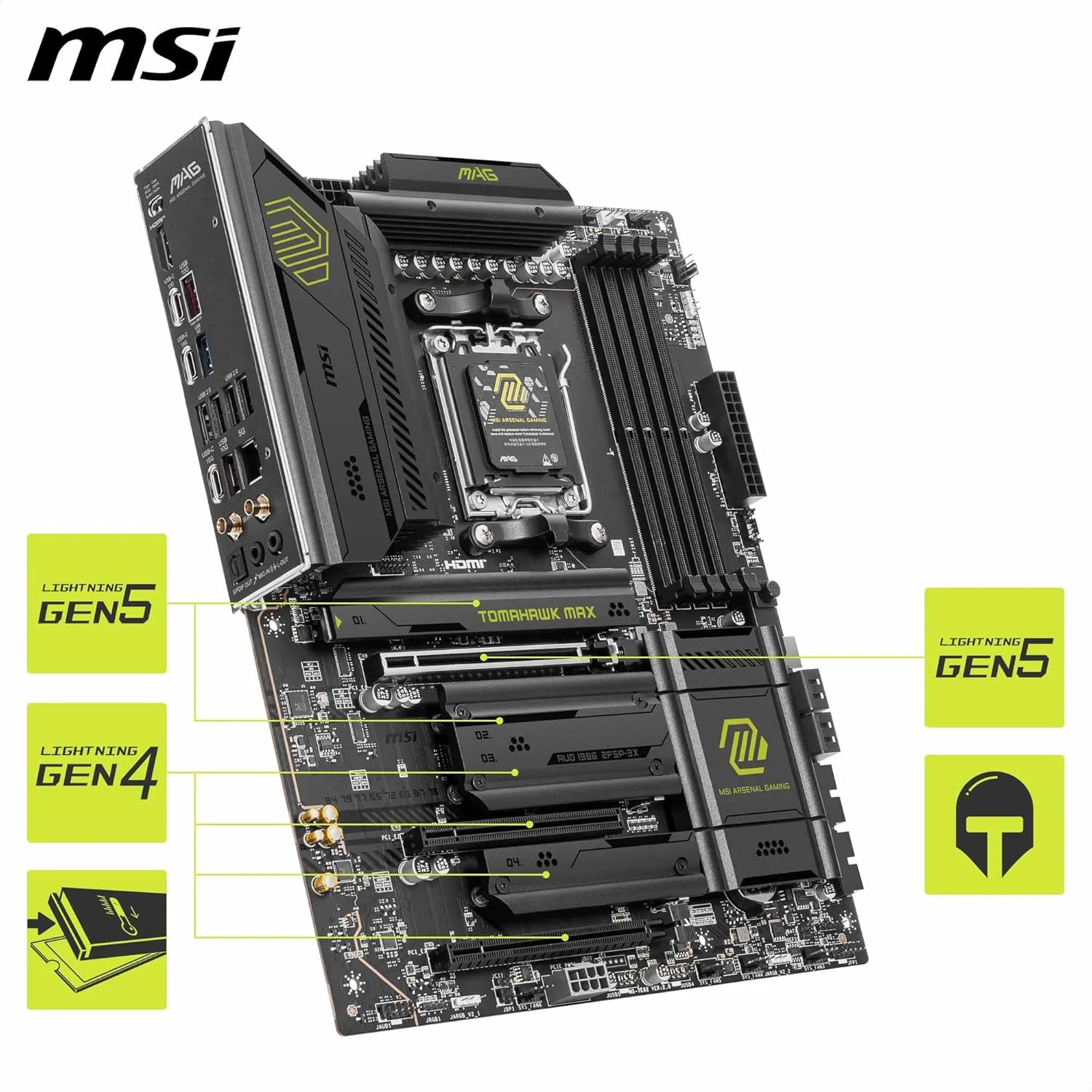 MSI MAG B850 TOMAHAWK MAX WIFI Motherboard, ATX - Supports AMD