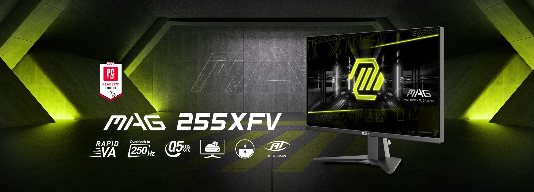 MSI MAG 255XFV is a 24.5-inch 250Hz Rapid VA Panel Monitor