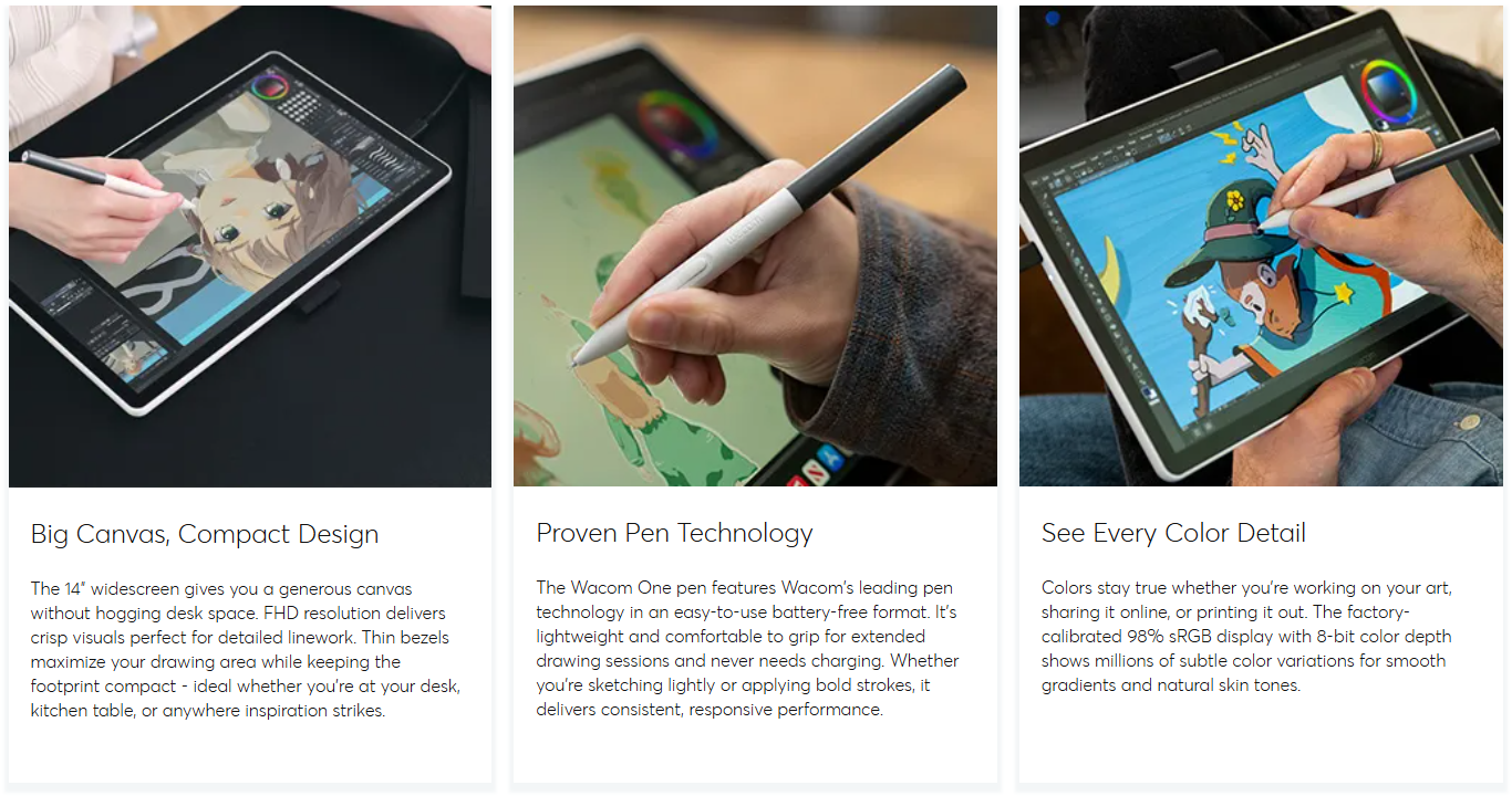 Wacom One 14 DTC141 14-inch Full HD Pen Display/Non-Touch Drawing