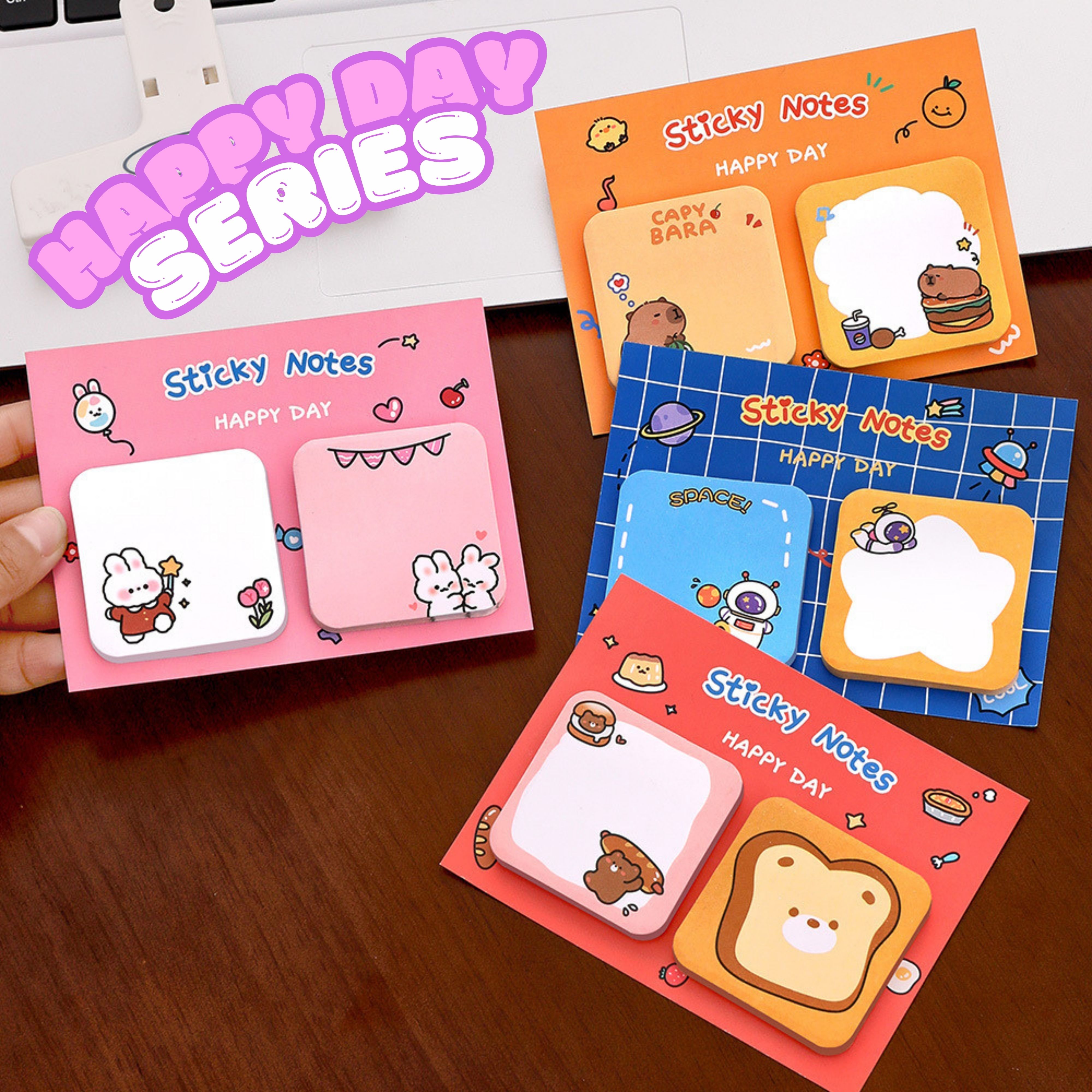 Cute Sticky Notes Cartoon Sticky Memo Pads Small Self-Stick Memo Note ...