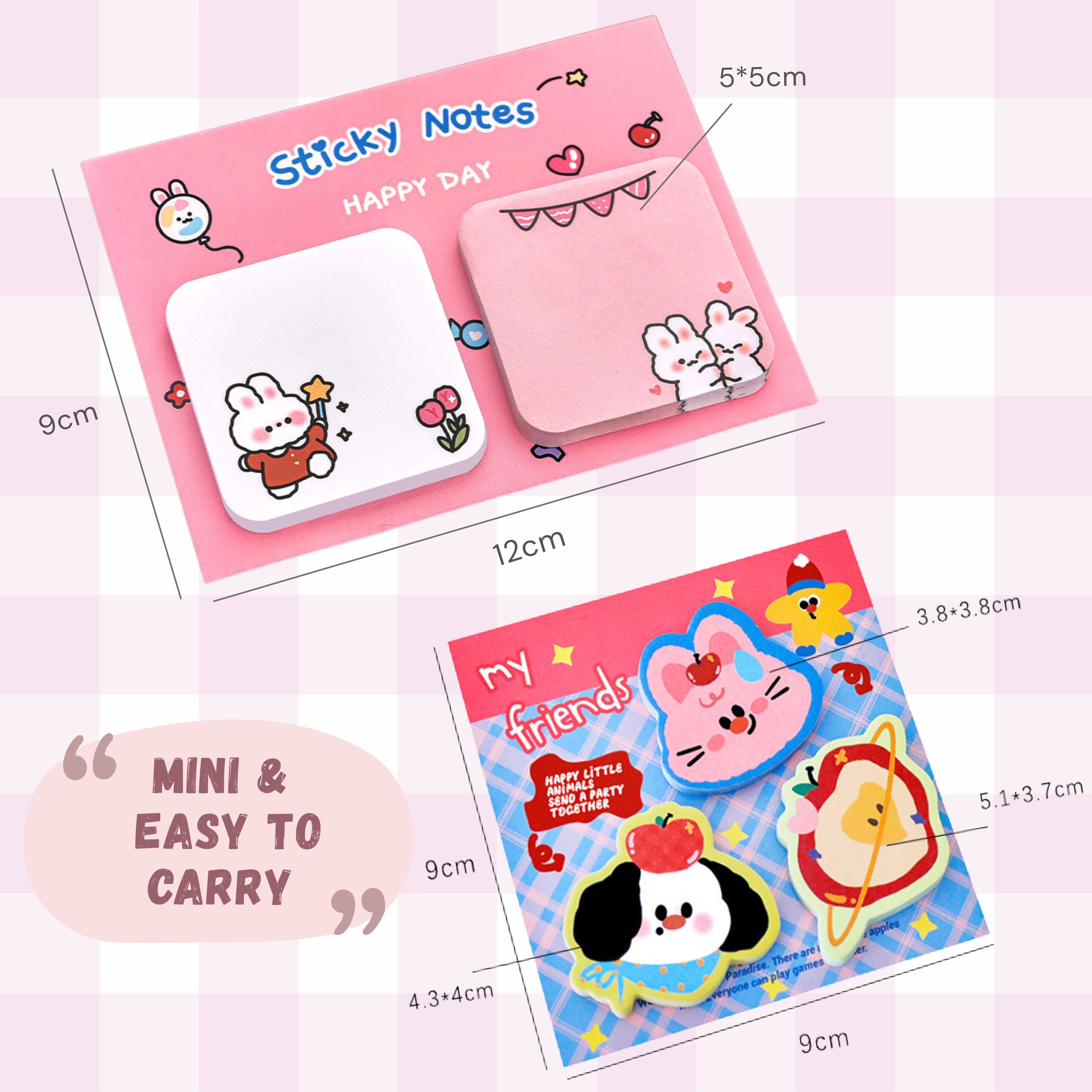 Cute Sticky Notes Cartoon Sticky Memo Pads Small Self-Stick Memo Note ...