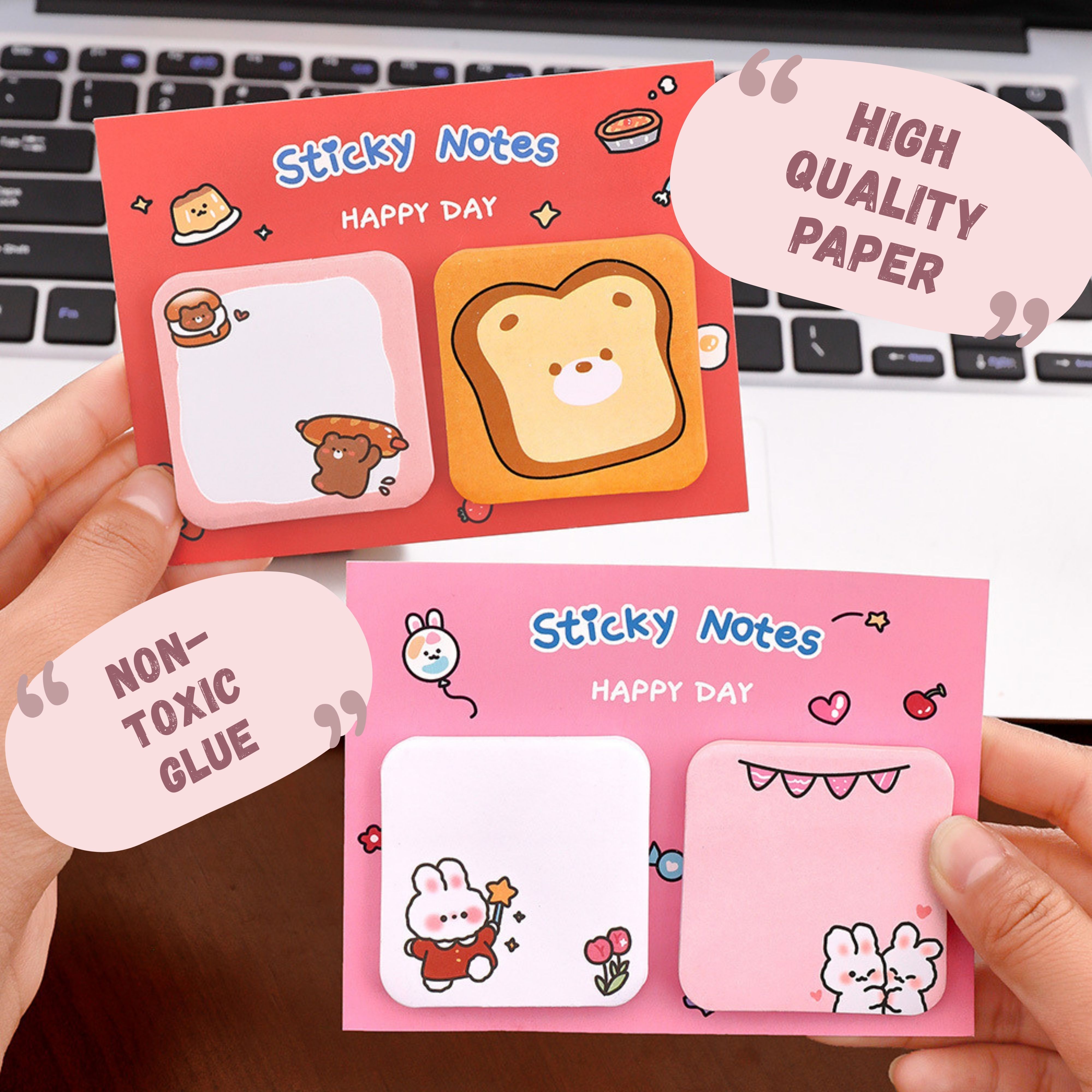 Cute Sticky Notes Cartoon Sticky Memo Pads Small Self-Stick Memo Note ...