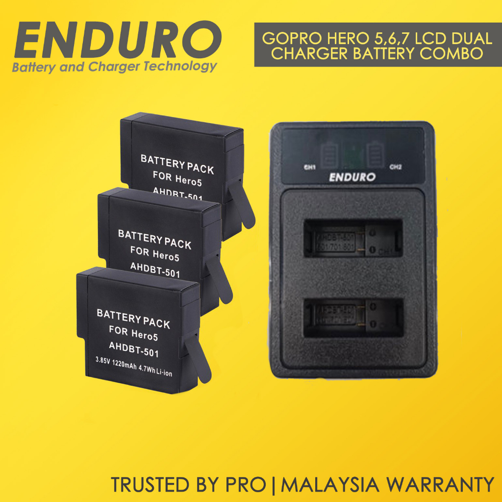 GoPro Hero Hero Hero Hero Battery Enduro AHDBT-501 LCD
