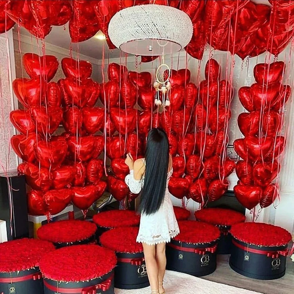 63 Inch Red Heart Balloons,Giant Heart Shaped Love Balloons For Valentine's Day Wedding Engagement Anniversary Decorations(2pcs, Red