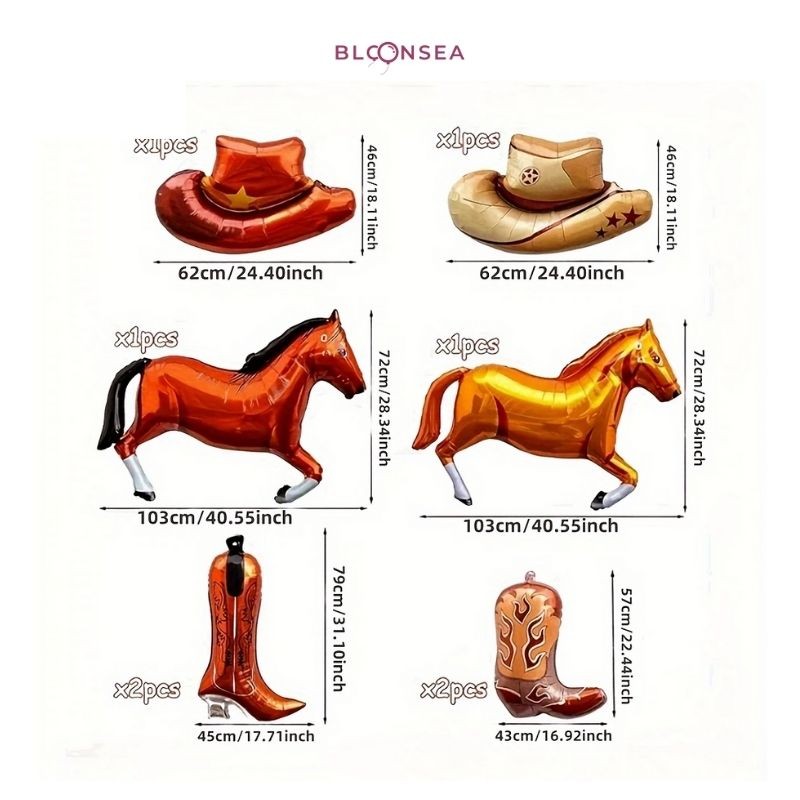 8pz Palloncini da Cowgirl, Cappello da Cowgirl Rosa Stivali Cavallo Palloncini Palloncini per Feste a Tema Western Palloncini da Rodeo per Decorazioni per Feste di Compleanno da Cowgirl