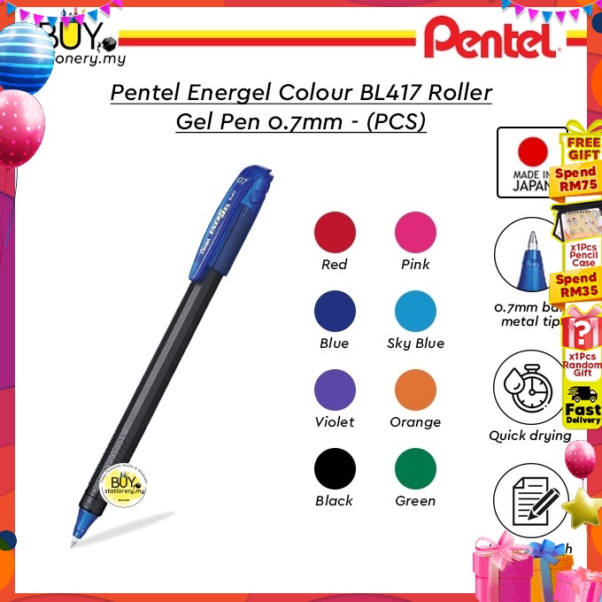 Pentel Energel Colour BL417 Roller Gel Pen 0.7mm (PCS)