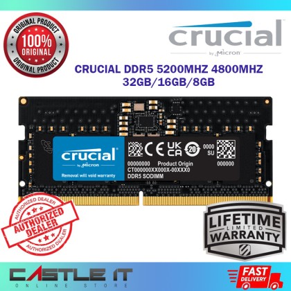 Crucial DDR5 32GB 16GB 8GB / 5200MHZ / 4800MHZ - PC5200 PC4800