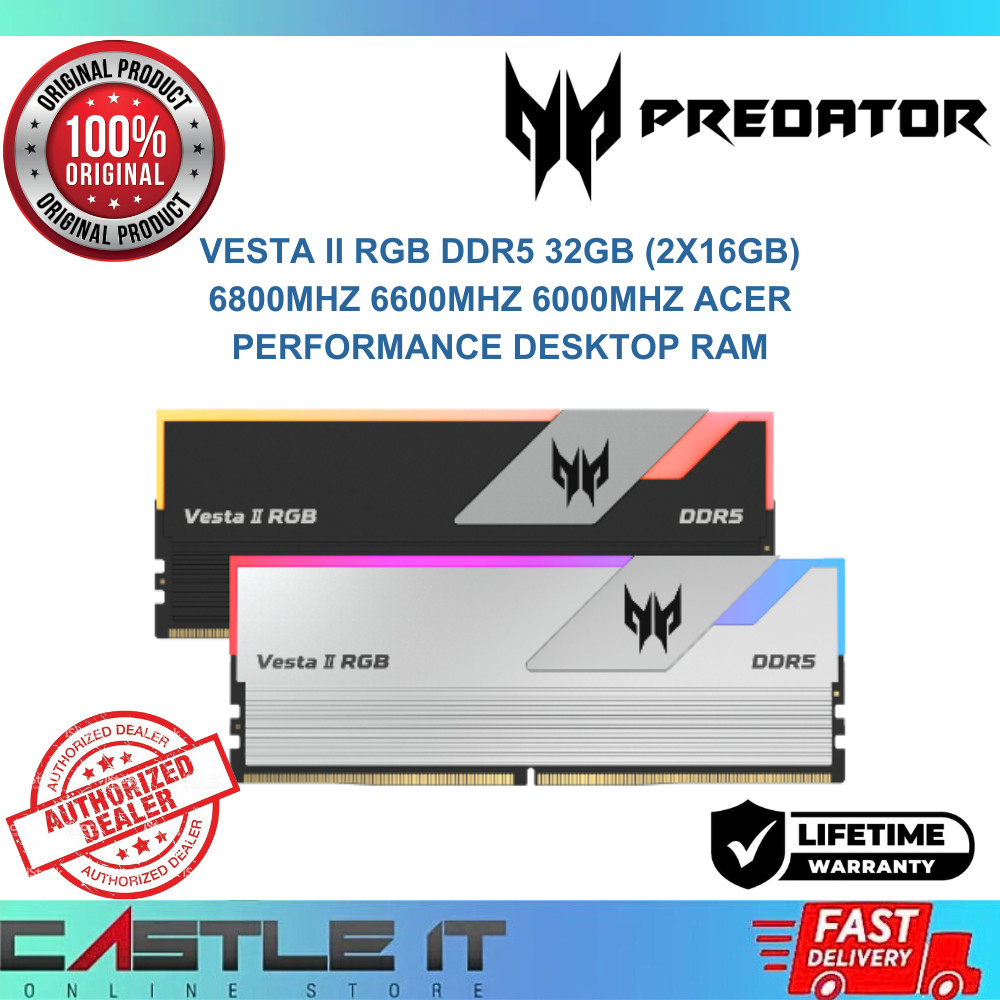 Predator VESTA II RGB DDR5 32GB (2x16GB) 6800MHZ 6600MHZ