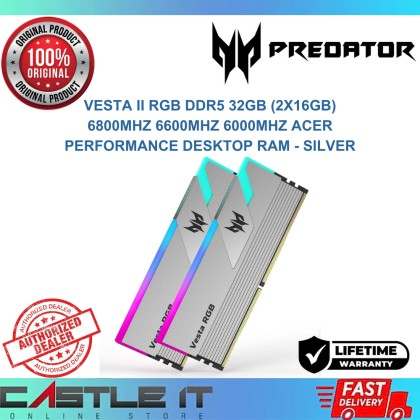 Predator VESTA II RGB DDR5 32GB (2x16GB) 6800MHZ 6600MHZ 6000MHZ