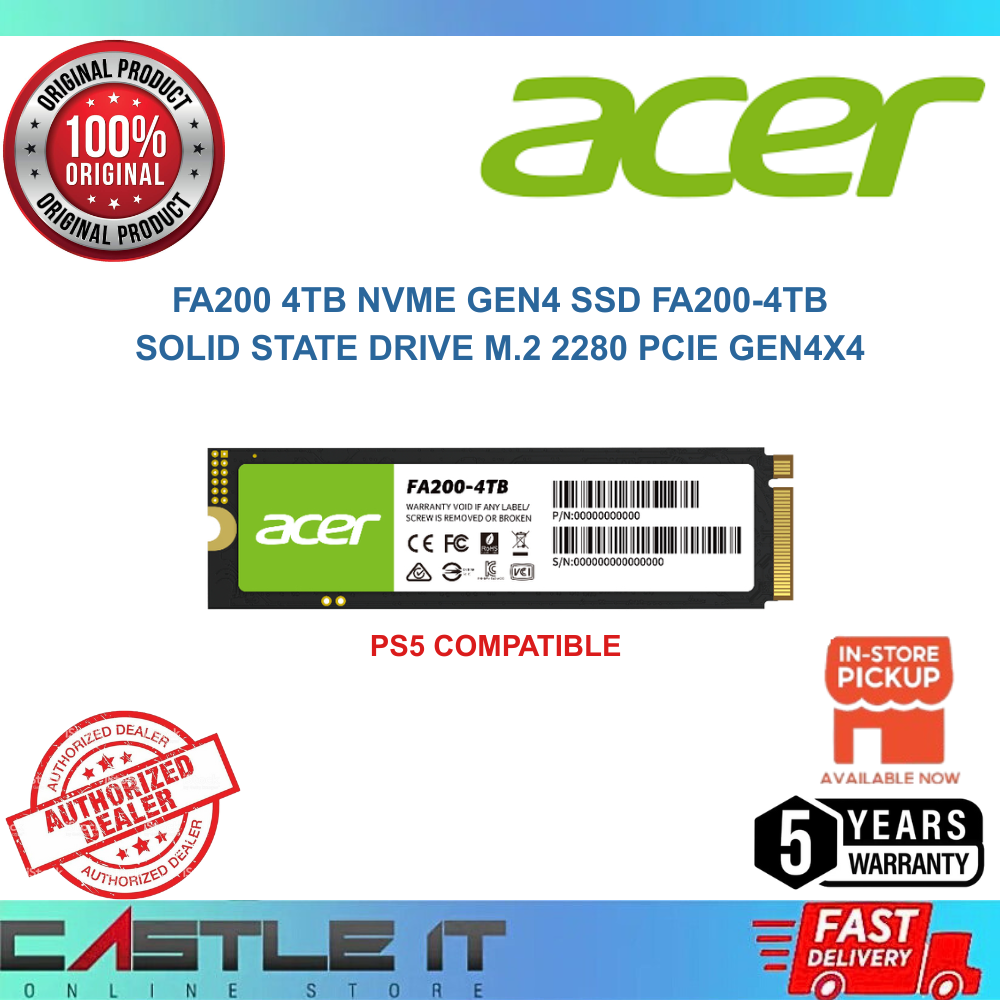 Acer FA200 4TB NVME GEN4 SSD FA200-4TB PS5 Compatible Solid State