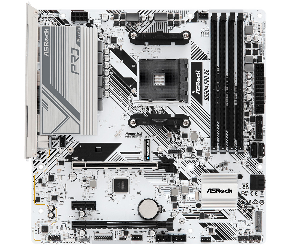 ASRock AM4 B550M PRO SE WHITE Motherboard Ryzen DDR4 PCIe