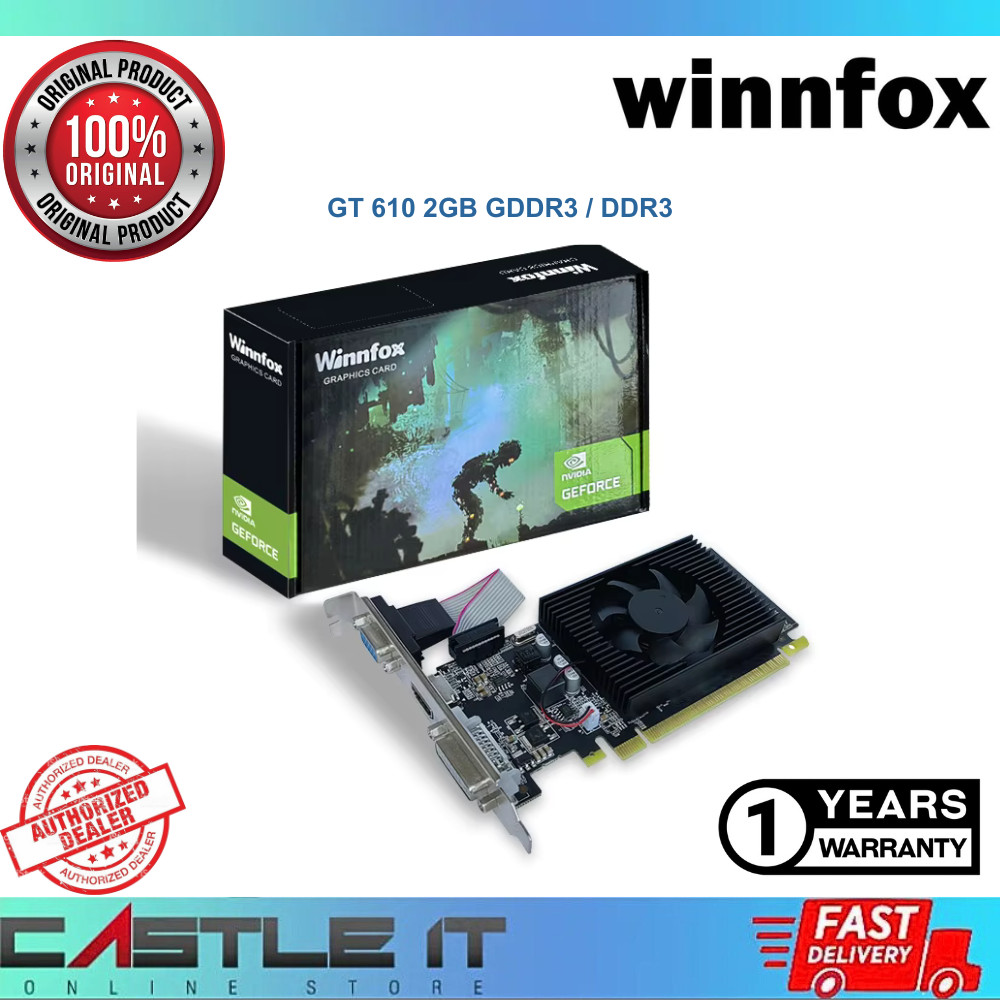 WINNFOX Nvidia GeForce GT 610 2GB GDDR3 DDR3 Graphic Card GPU 64