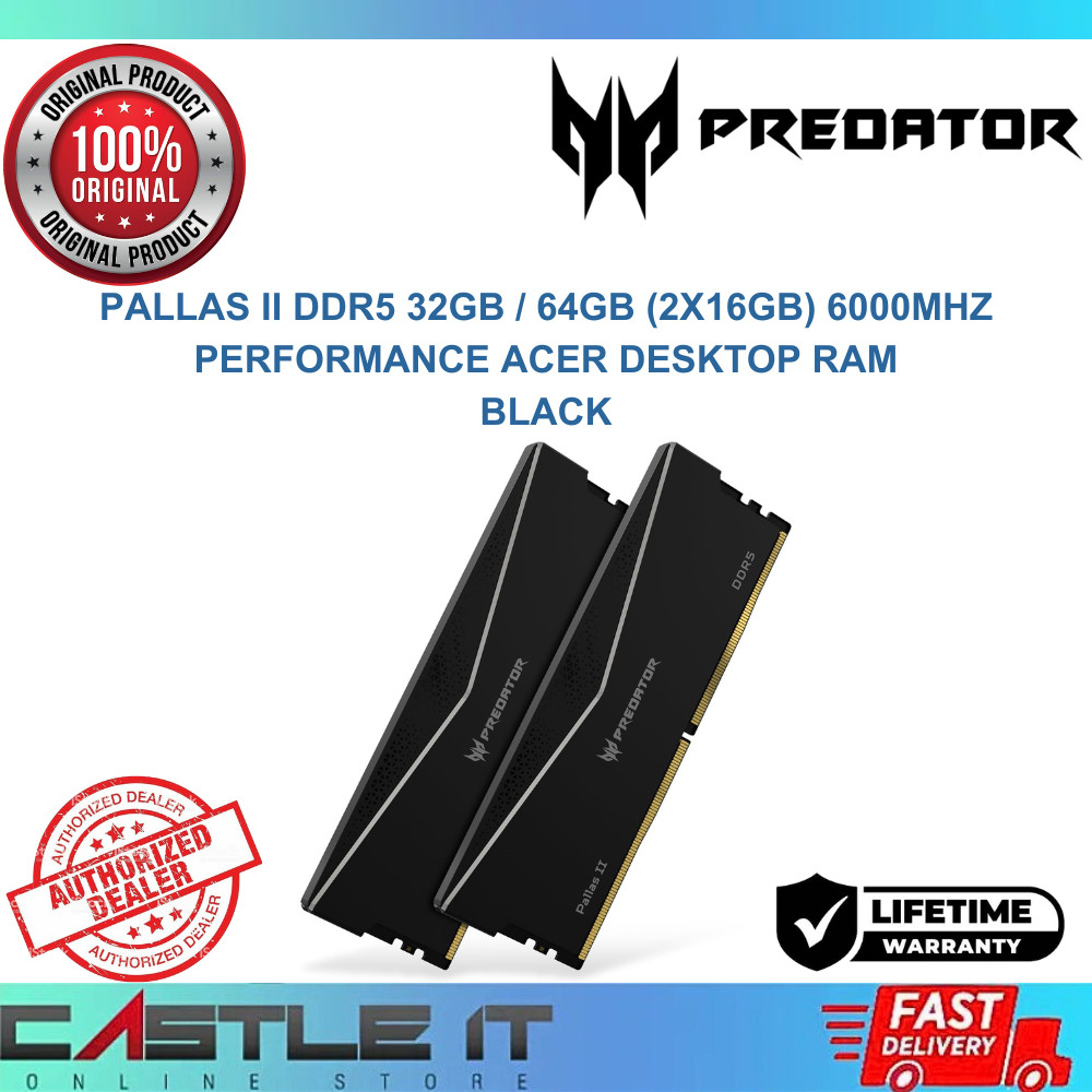 Predator Pallas II DDR5 6000MHz RAM 32GB 64GB CL30 CL32 CL36 Black