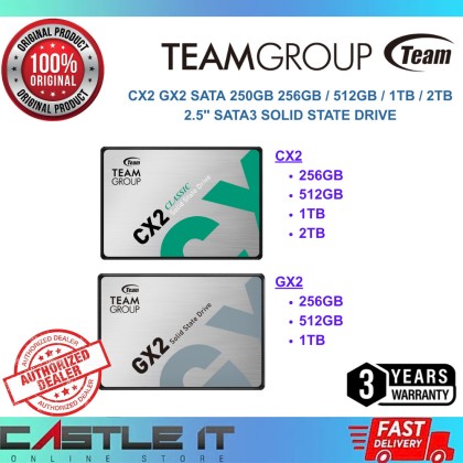 TeamGroup CX2 GX2 SATA 250GB 256GB / 512GB / 1TB / 2TB 2.5