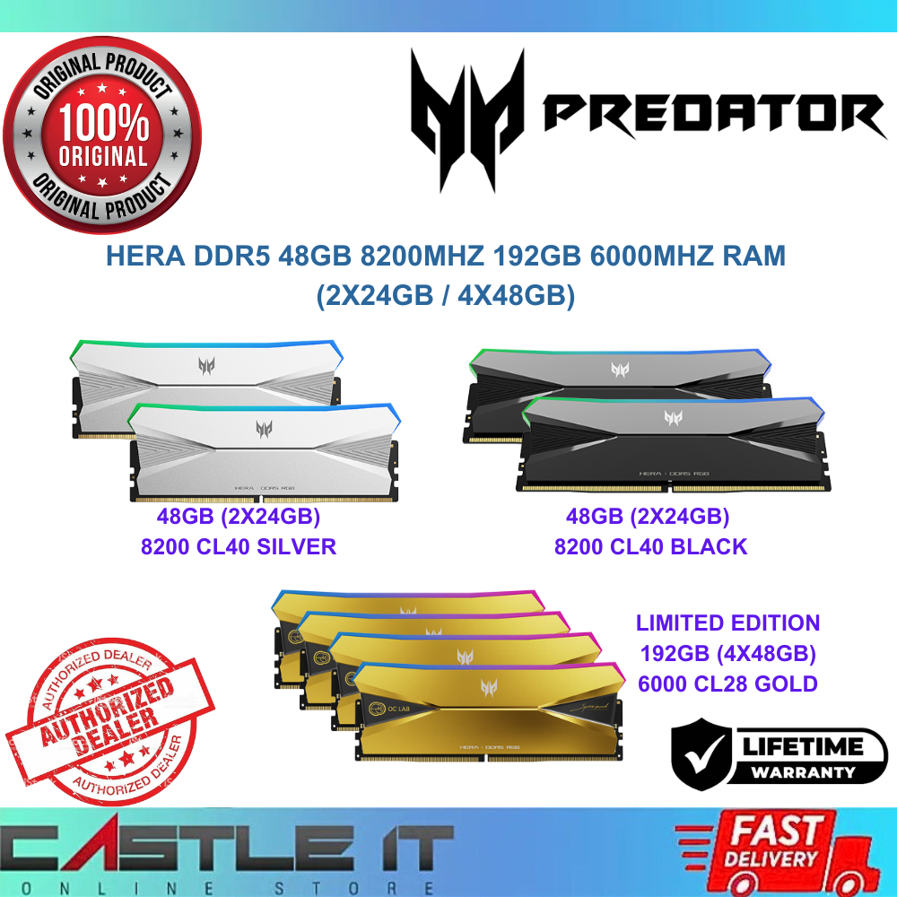 Predator Hera DDR5 48GB 8200MHZ (2x24GB) Black Silver PC8200
