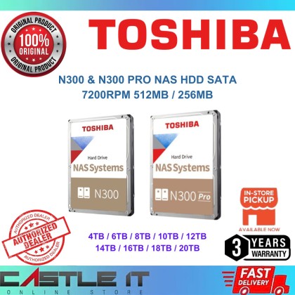 Toshiba N300 & N300 Pro NAS HDD 4TB 6TB 8TB 10TB 12TB 14TB 16TB