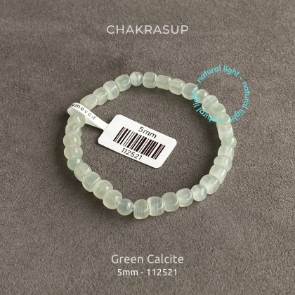 ACTUAL UNIT】Natural Green Calcite Cube Beads Bracelet w/Cert