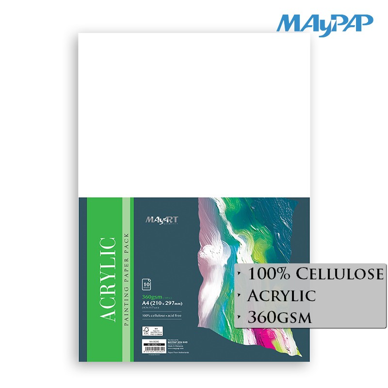 MayArt 10s 360gsm Acrylic Painting Paper Pack A3 (MA00281) / A4 (MA00282)