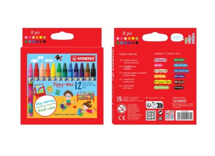 STABILO Yippy-wax – Lot De 12 Craies à La Cire Pour Enfants Dès 3 Ans – Coloriage Doux, Ne Salit Pas Les Mains, Et Plein De Possibilités Créatives
