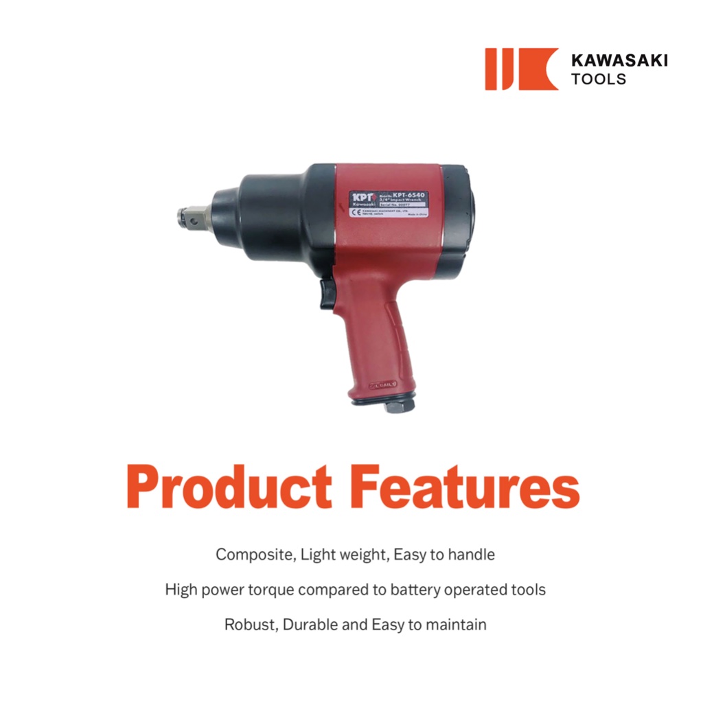 KAWASAKI TOOLS KPT-6540 3/4'' Air Impact Wrench 1200Nm 冲击扳手