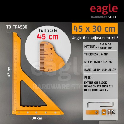 Eagle TB-TR4530 90° Heavy Duty Triangle Ruler, 45 x 30cm | Eagle ...