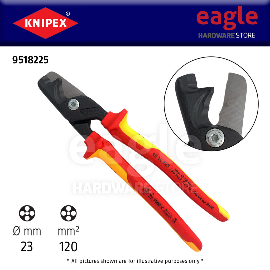 Knipex 9518225 StepCut® XL Cable Shears With Step Cut, 1000V