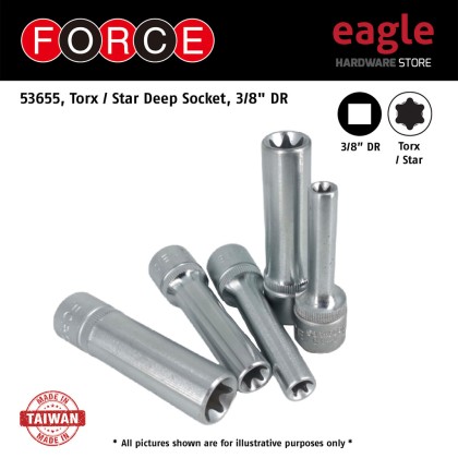 Star Deep Socket Force 53655 Torx / Star Deep Socket, 3/8