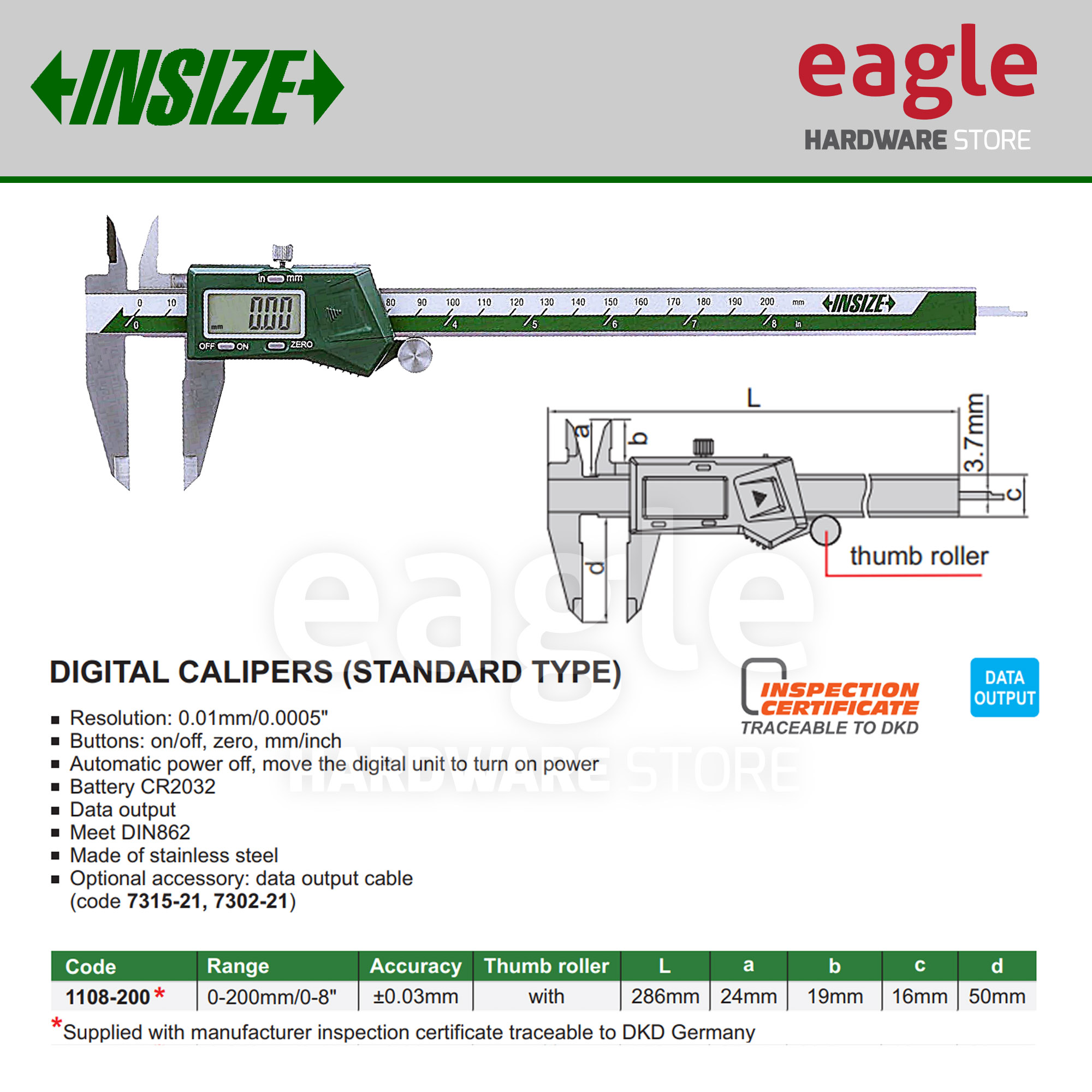 Insize 1108-200 200mm ( 8