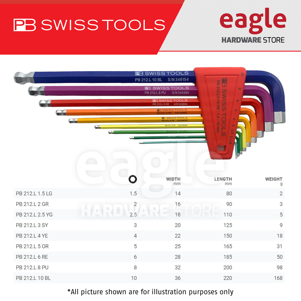 PB Swiss Tools PB212.LH-10RB Allen Key / Hex Key Wrench, Color, 1.5 ...