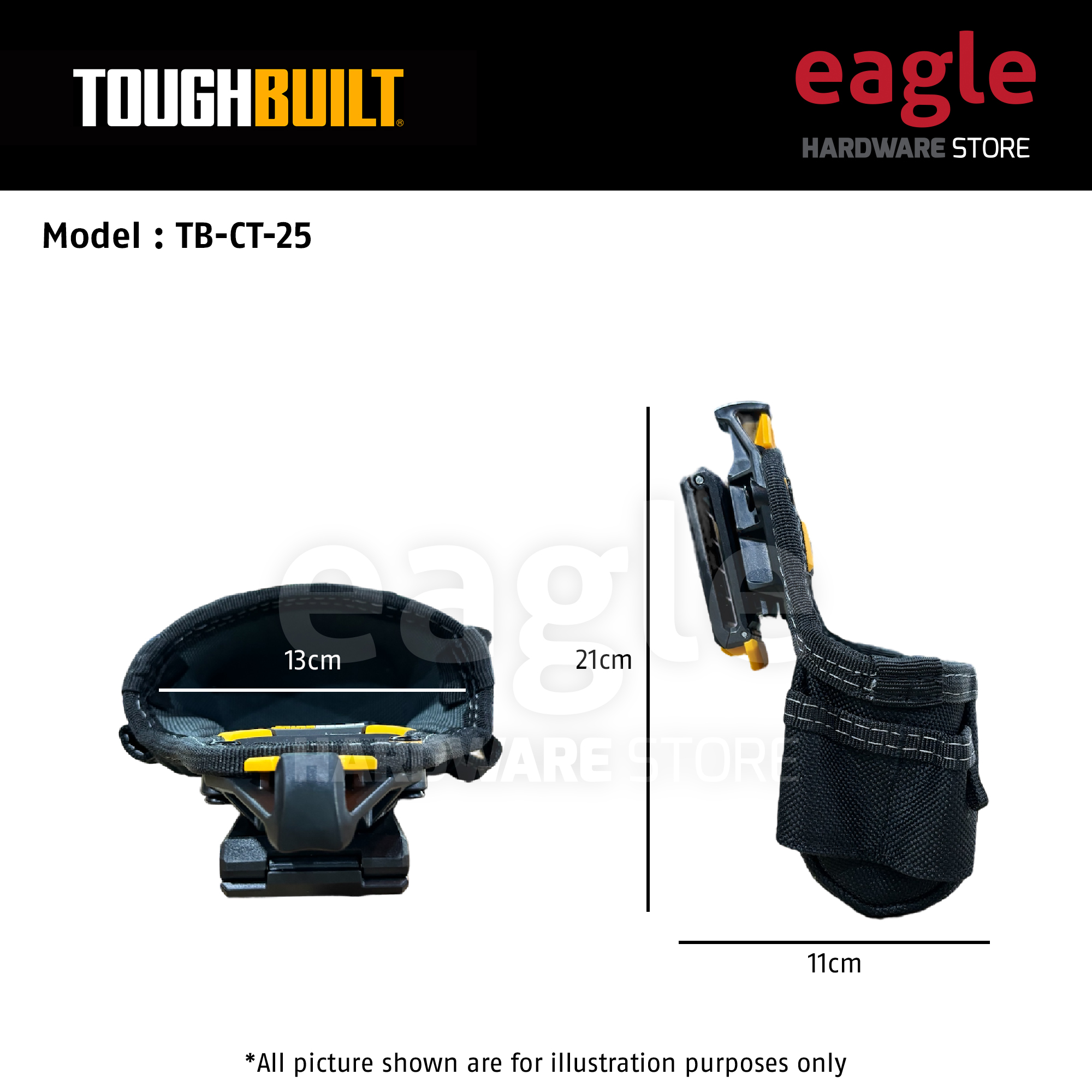 ToughBuilt   Meetlint/Zwitsers mes etui   7 zakken en lussen, mesvak met kunststof binnenbekleding (gepatenteerde ClipTech™ Hub& Riemen)   (TB CT 25XB NL