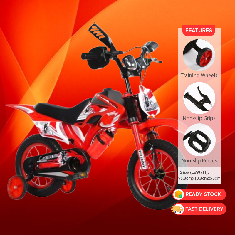 GDeal 16inch Basikal Budak Gaya Motosikal Children Mountain Bike Kids Bicycle Motocross Motor Scramb