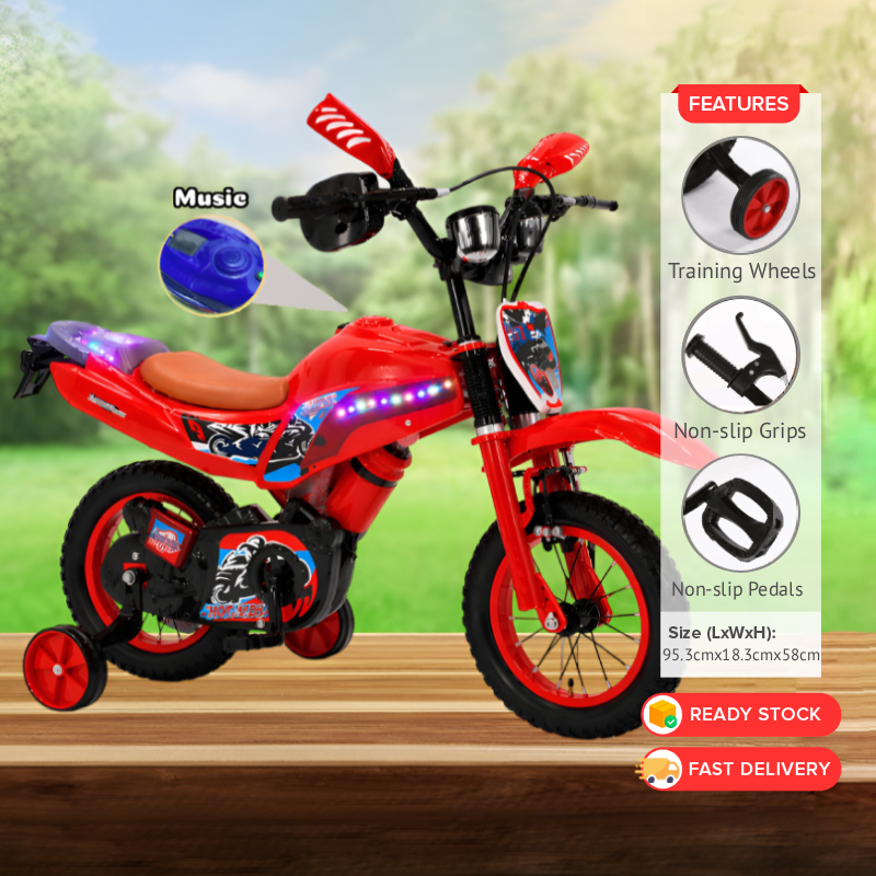GDeal 16inch Basikal Budak Gaya Motosikal Children Mountain Bike Kids Bicycle Motocross Motor Scramb