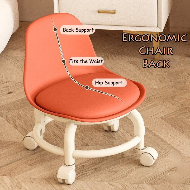 Small Stool Pulley Low Stool With Universal Wheels And Lumbar Backrest  Daily Use Roller Lazy Slider Stool Toddler Stool Small Chair