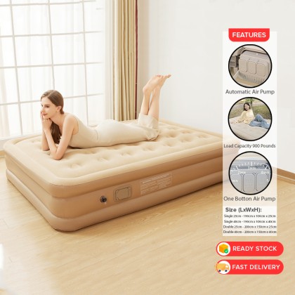 Single/Double Inflatable Air Bed Mattress With Electric Pump Portable In  And Outdoor Camping Sleeping Comfort Flocked Sleep Air Bed Mattress