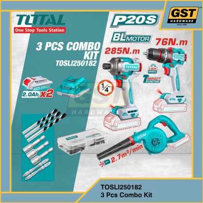 Total 3Pcs Combo Set 285Nm Impact Driver + Blower + 76Nm Impact Total 3Pcs Combo Set 285Nm Impact Driver + Blower + 76Nm Impact