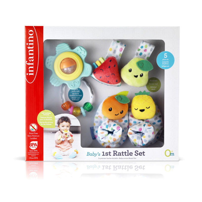 The First Years Baby's First Rattle - Easy-Grip, Soft Teething Surfaces, High-Contrast Patterns For Newborns