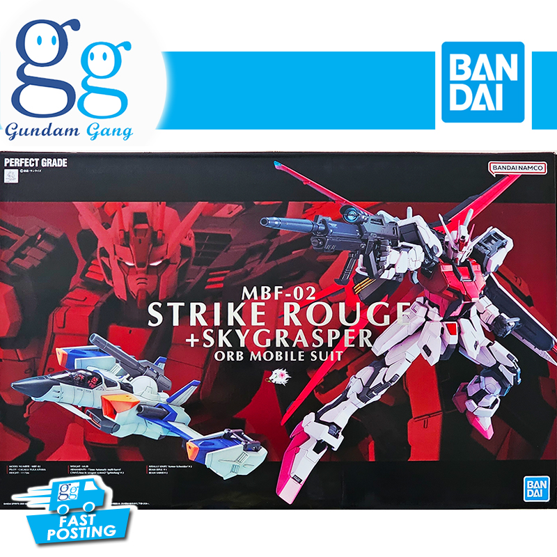 BANDAI PG 1/60 Strike Rouge + Sky Grasper – Gundam SEED – Modèle Plastique – LED, Squelette Mobile, Armement Complet