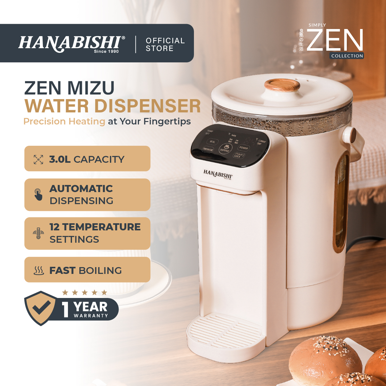 Hanabishi Zen Mizu Water Dispenser HA866WD | Hanabishi Online Store