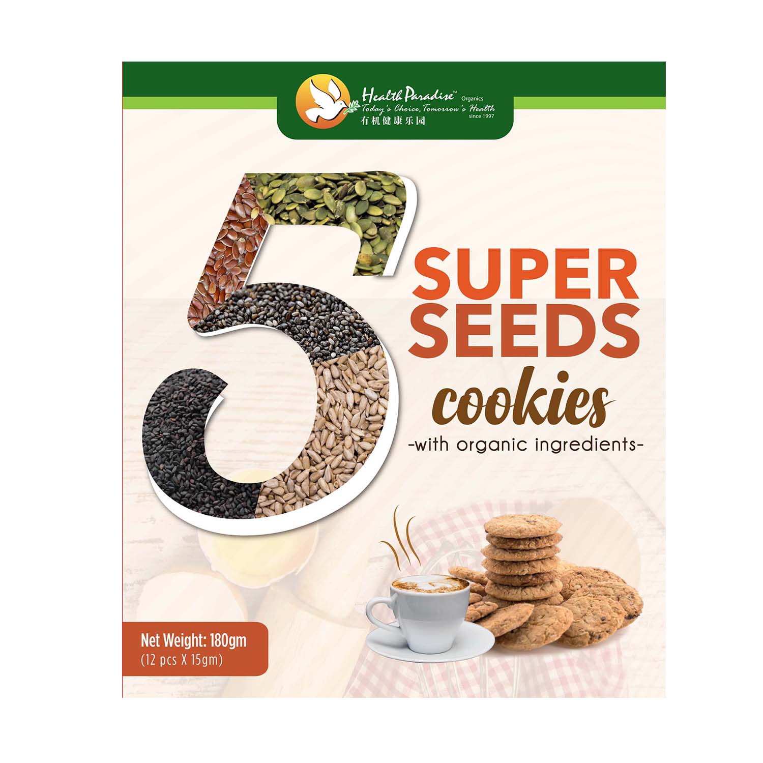 Health Paradise 5 Super Seeds Cookies 180g | Pioneer in Organic
