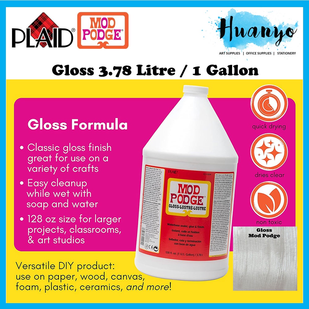 Plaid Mod Podge Non Toxic Waterbase Sealer,Decoupage Glue & Finish [3.78 Litre / 1 Gallon] (Gloss / 