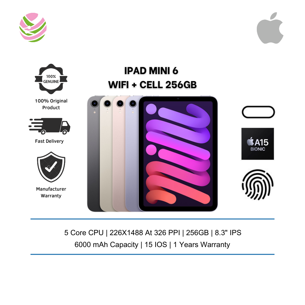 APPLE IPAD MINI 6 WIFI + CELLULAR/ A15 BIONIC CHIP/ 256GB APPLE IPAD MINI 6 WIFI + CELLULAR/ A15 BIONIC CHIP/ 256GB