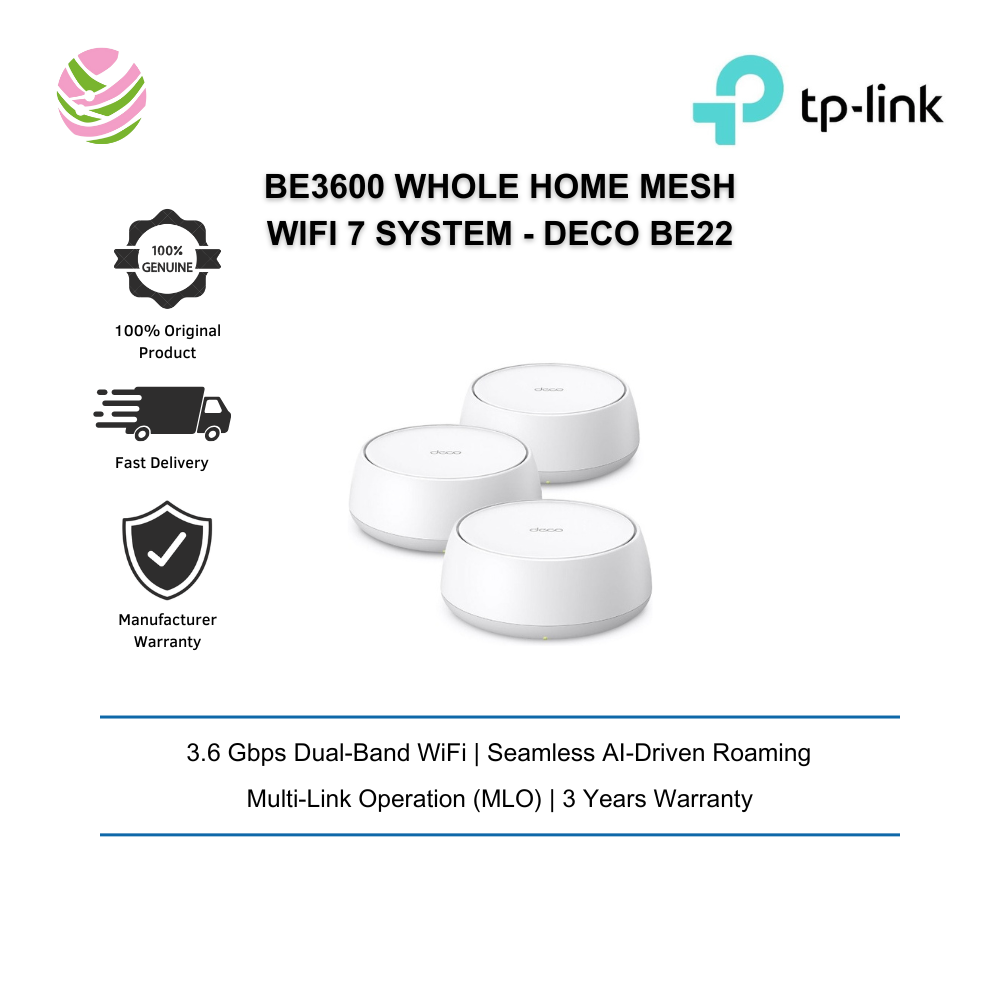 TP-Link BE3600 Whole Home Mesh WiFi 7 System Deco BE22 Universal