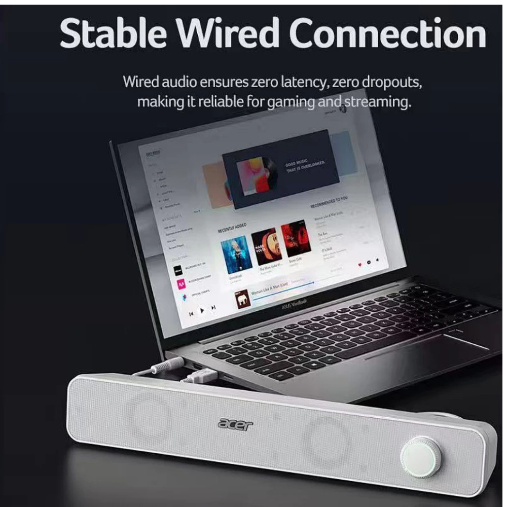 Acer OSK238 Wired Desktop Speaker USB Powered Soundbar RGB Light Volume ...