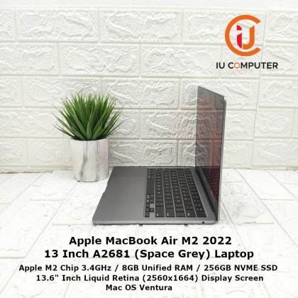 APPLE MACBOOK AIR M2 2022 A2681 13-INCH 8GB RAM 256GB NVME SSD