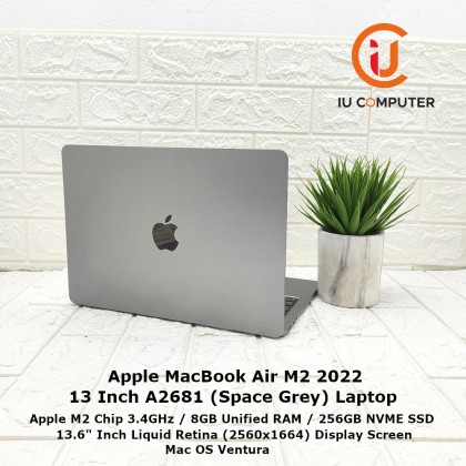 APPLE MACBOOK AIR M2 2022 A2681 13-INCH 8GB RAM 256GB NVME SSD