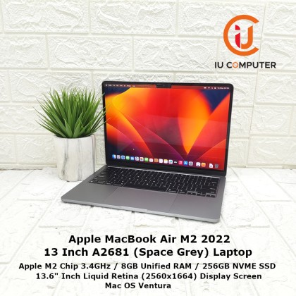 APPLE MACBOOK AIR M2 2022 A2681 13-INCH 8GB RAM 256GB NVME SSD