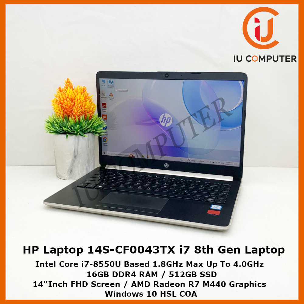 HP LAPTOP 14S-CF0043TX INTEL CORE I7-8550U 16GB RAM 512GB SSD RADEON R7  M440 USED LAPTOP REFURBISHED NOTEBOOK
